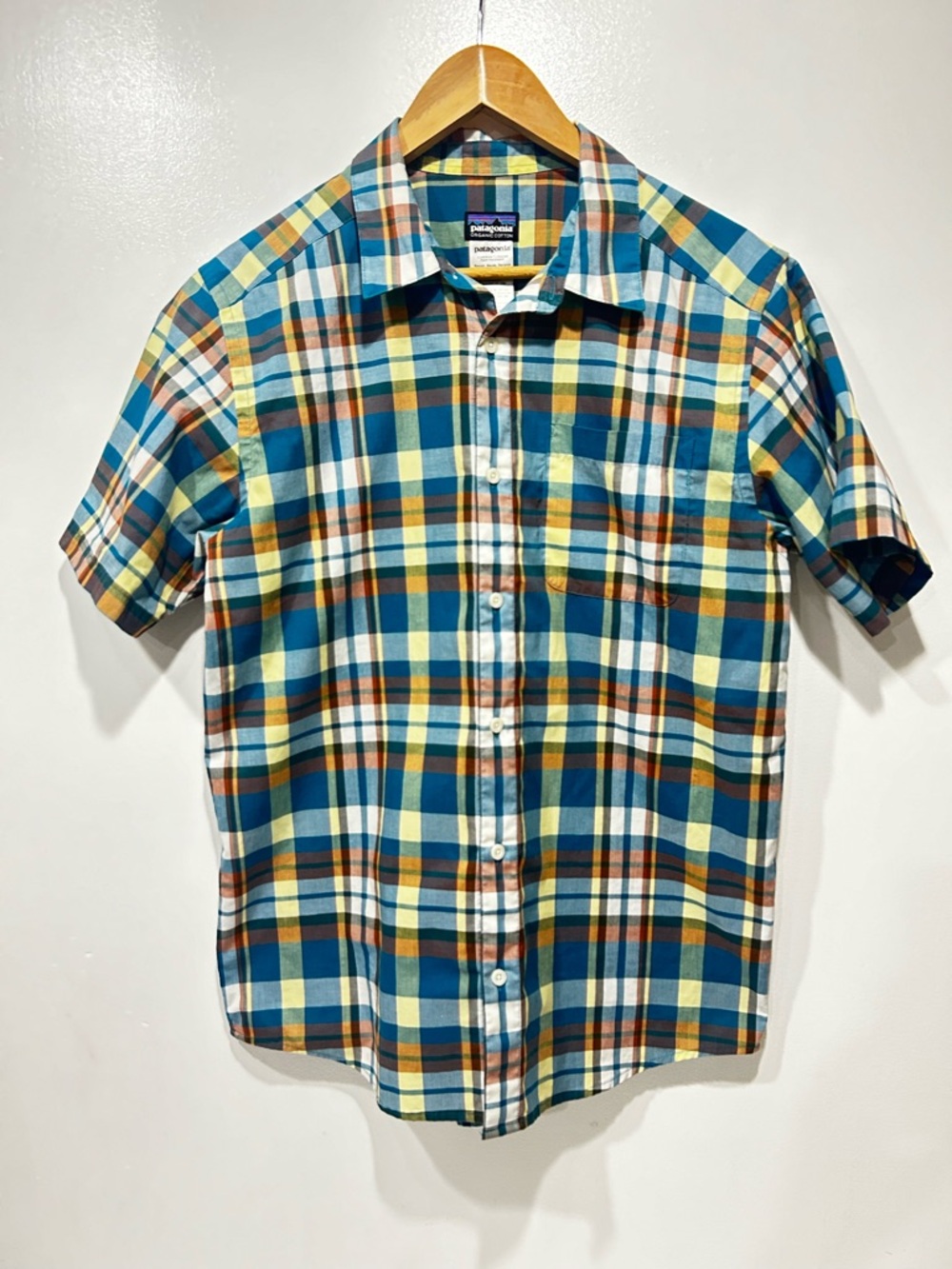 Patagonia Men’s Organic‎ Cotton Plaid Shirt Multicoloured Short Sleeve Size M